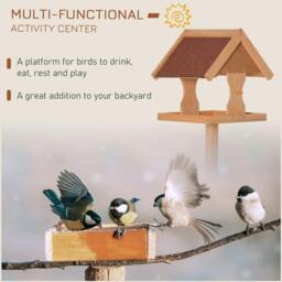 Rackhams Wooden Bird Table Wild Bird Feeding Station Freestanding Feeder for Garden Outdoor 55 x 55 x 144cm - thumbnail 4