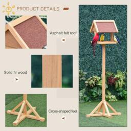 Rackhams Wooden Bird Table Wild Bird Feeding Station Freestanding Feeder for Garden Outdoor 55 x 55 x 144cm - thumbnail 6