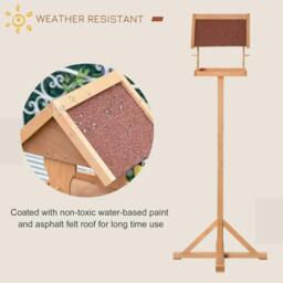 Rackhams Wooden Bird Table Wild Bird Feeding Station Freestanding Feeder for Garden Outdoor 55 x 55 x 144cm - thumbnail 5