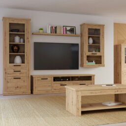 Rackhams Corona Narrow Display Cabinet in Artisan Oak - Full Assembly Required - Artisan Oak - Matt - thumbnail 6