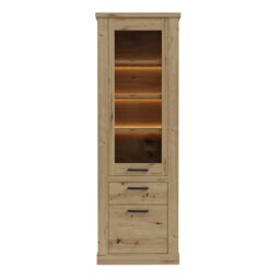 Rackhams Corona Narrow Display Cabinet in Artisan Oak - Full Assembly Required - Artisan Oak - Matt - thumbnail 2