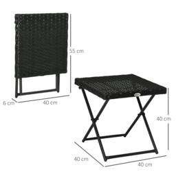 Rackhams Square PE Wicker Rattan Folding Table - Black - thumbnail 3