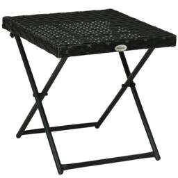 Rackhams Square PE Wicker Rattan Folding Table - Black - thumbnail 1