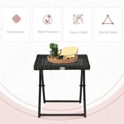 Rackhams Square PE Wicker Rattan Folding Table - Black - thumbnail 5