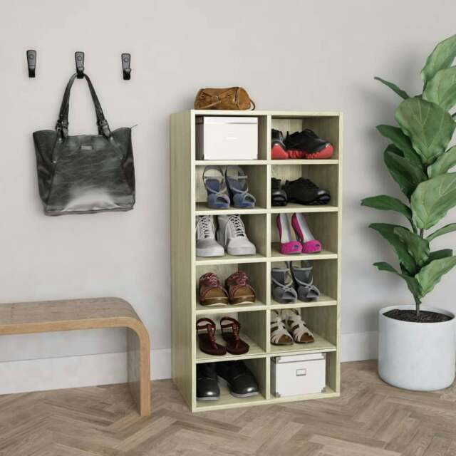 Rackhams Shoe Rack Sonoma Oak 54x34x100.5 cm Engineered Wood