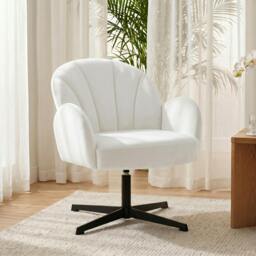 Rackhams Modern Accent Chair, Shell Swivel Armchair, Velvet-Feel Fabric - Cream