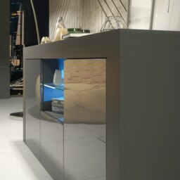 Rackhams Modern 145cm TV Unit, Cabinet Stand & with Grey Gloss Doors & Free LED - 145 cm - 1 - Dark Grey Matt Body & Dark Grey Gloss Doors - thumbnail 5