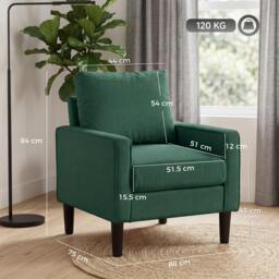 Rackhams Removable Pillow Linen Accent Chair, Dark Green - thumbnail 3