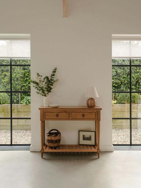 Rackhams Blenheim Oak Console Table. Slimline Wooden Hall Table with Storage - Large - image 1