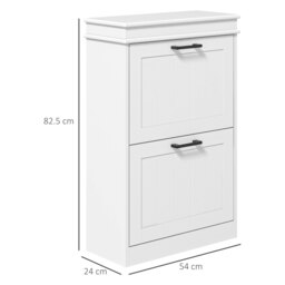 Rackhams Slim Shoe Storage Cabinet with 2 Flip Drawers for Entryway, White - thumbnail 6