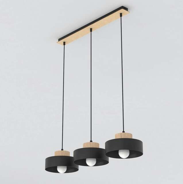 Rackhams KIVI Pendant Lamp 3 x E27 Black - image 1