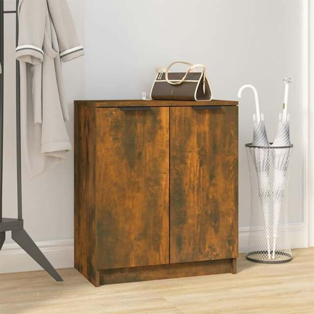 Rackhams Shoe Cabinet Smoked Oak 59x35x70 cm Engineered Wood