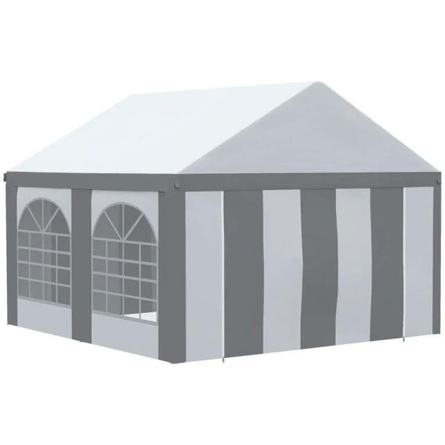 Rackhams 4m x 4m Marquee Gazebo with Sides, Level 6 Wind Protection & Waterproof, Light Grey - image 1