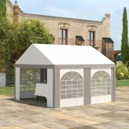 Rackhams 4m x 4m Marquee Gazebo with Sides, Level 6 Wind Protection & Waterproof, Light Grey - thumbnail 2