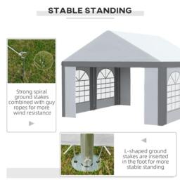 Rackhams 4m x 4m Marquee Gazebo with Sides, Level 6 Wind Protection & Waterproof, Light Grey - thumbnail 6