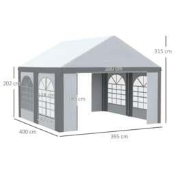 Rackhams 4m x 4m Marquee Gazebo with Sides, Level 6 Wind Protection & Waterproof, Light Grey - thumbnail 3