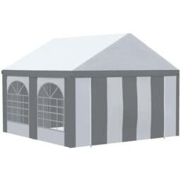 Rackhams 4m x 4m Marquee Gazebo with Sides, Level 6 Wind Protection & Waterproof, Light Grey - thumbnail 1