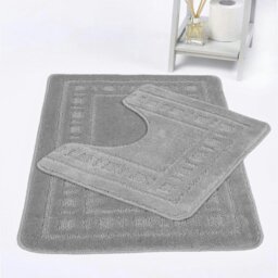 Rackhams Diem 2pc Anti- Slip Bath Mat and Pedestal Set - Red - thumbnail 4
