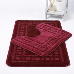 Rackhams Diem 2pc Anti- Slip Bath Mat and Pedestal Set - Red - thumbnail 1