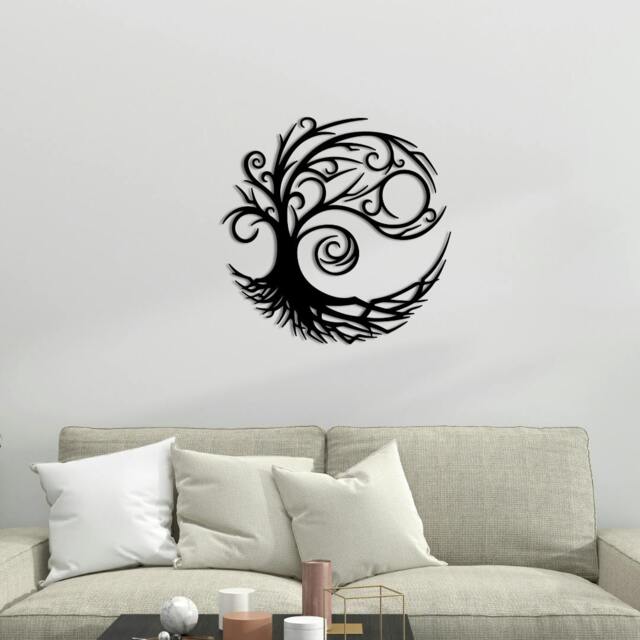 Rackhams Tree of Life Modern Metal Wall Decor 45x45 - Metal - Black - image 1