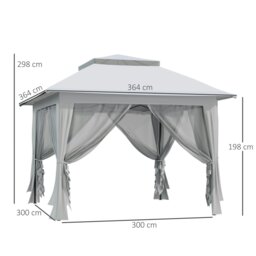 Rackhams 3.6 x 3.6m Pop-up Tent Gazebo Instant Canopy Steel w/ Bag - Khaki - Steel, Oxford, Mesh Fabric - 364cm x 364cm x 298cm - thumbnail 6