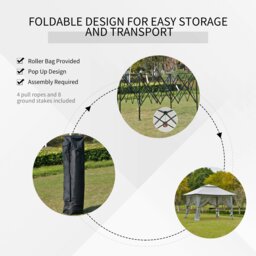 Rackhams 3.6 x 3.6m Pop-up Tent Gazebo Instant Canopy Steel w/ Bag - Khaki - Steel, Oxford, Mesh Fabric - 364cm x 364cm x 298cm - thumbnail 5