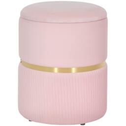 Rackhams Round Pouffe Storage Footstool with Hidden Space, Light Grey - thumbnail 1