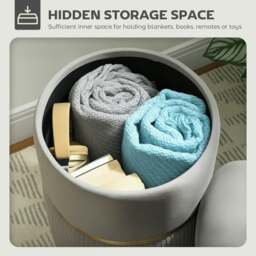 Rackhams Round Pouffe Storage Footstool with Hidden Space, Light Grey - thumbnail 5