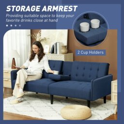 Rackhams Upholstered Sofa bed 3 Seater Home Theater with Storage Dark Blue - Blue - thumbnail 4