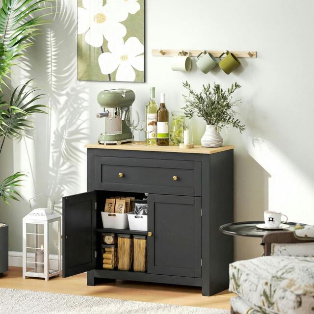 Rackhams Sideboard, Kitchen Storage Cabinet w/ Adjustable Shelf, Drawer - Black