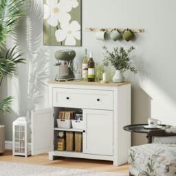 Rackhams Sideboard, Kitchen Storage Cabinet w/ Adjustable Shelf, Drawer - Black - thumbnail 6