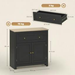 Rackhams Sideboard, Kitchen Storage Cabinet w/ Adjustable Shelf, Drawer - Black - thumbnail 3