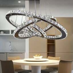 Rackhams 3 Rings Ceiling Light Crystal LED Chandelier Pendant Non-Dimmable - 96w - thumbnail 4