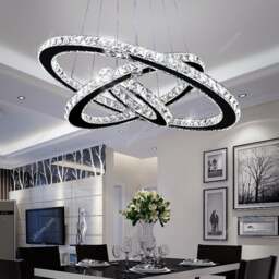 Rackhams 3 Rings Ceiling Light Crystal LED Chandelier Pendant Non-Dimmable - 96w - thumbnail 2