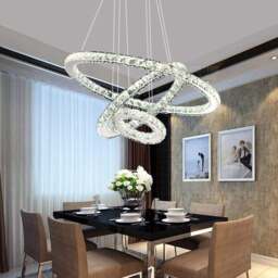 Rackhams 3 Rings Ceiling Light Crystal LED Chandelier Pendant Non-Dimmable - 96w - thumbnail 3
