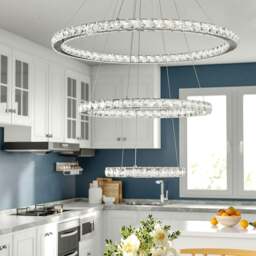 Rackhams 3 Rings Ceiling Light Crystal LED Chandelier Pendant Non-Dimmable - 96w