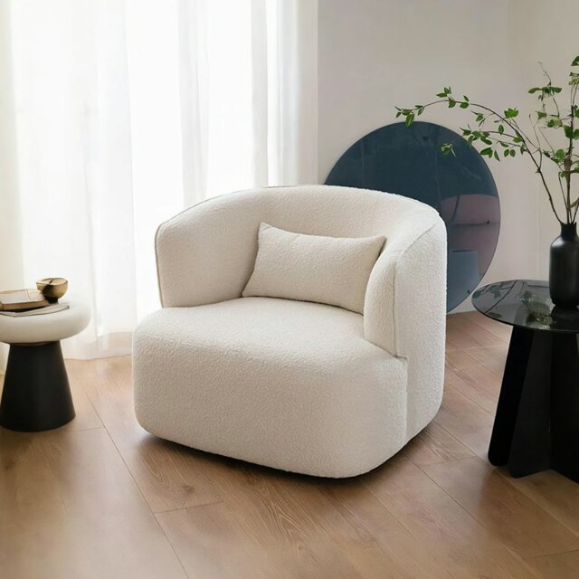 Rackhams Jaotoo Armchair, Velvet, Boucle - White (Boucle) - No - image 1