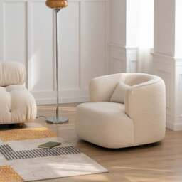 Rackhams Jaotoo Armchair, Velvet, Boucle - White (Boucle) - No - thumbnail 3