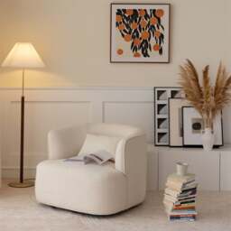 Rackhams Jaotoo Armchair, Velvet, Boucle - White (Boucle) - No - thumbnail 2