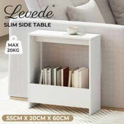 Rackhams Side Table with Magazine Storage End Table Narrow for Living Room White - thumbnail 2