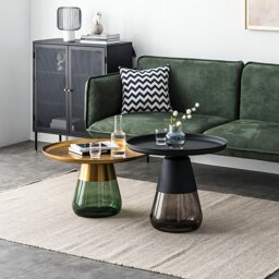 Rackhams Eros Coffee Table, Glass - Black Table ( Height 52cm ) - Black Table ( Height 52cm )