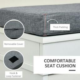 Rackhams Shoe Storage Bench with Flip Drawers, Shoe Cabinet with Seat Cushion and Adjustable Shelf for Hallway, Entryway, Living Room, Bedroom, White - thumbnail 6
