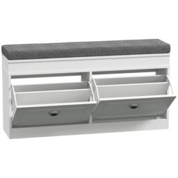 Rackhams Shoe Storage Bench with Flip Drawers, Shoe Cabinet with Seat Cushion and Adjustable Shelf for Hallway, Entryway, Living Room, Bedroom, White - thumbnail 1