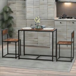 Rackhams Industrial 3-Piece Dining Rustic Table Set