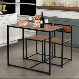 Rackhams Industrial 3-Piece Dining Rustic Table Set - thumbnail 2
