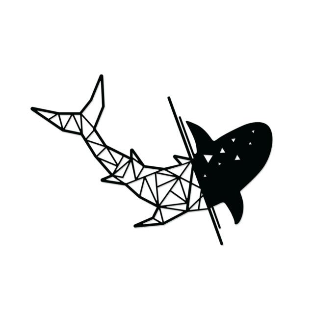 Rackhams Modern Metal Wall Art Shark Theme Home Ornament Decorative Minimalist Design Hanging Wall Sculpture, Black - Metal - Black - image 1