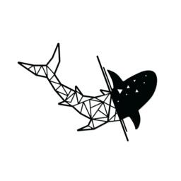 Rackhams Modern Metal Wall Art Shark Theme Home Ornament Decorative Minimalist Design Hanging Wall Sculpture, Black - Metal - Black - thumbnail 1