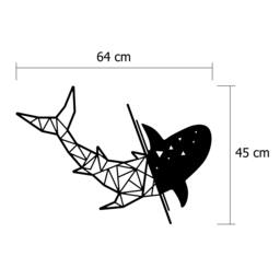 Rackhams Modern Metal Wall Art Shark Theme Home Ornament Decorative Minimalist Design Hanging Wall Sculpture, Black - Metal - Black - thumbnail 3