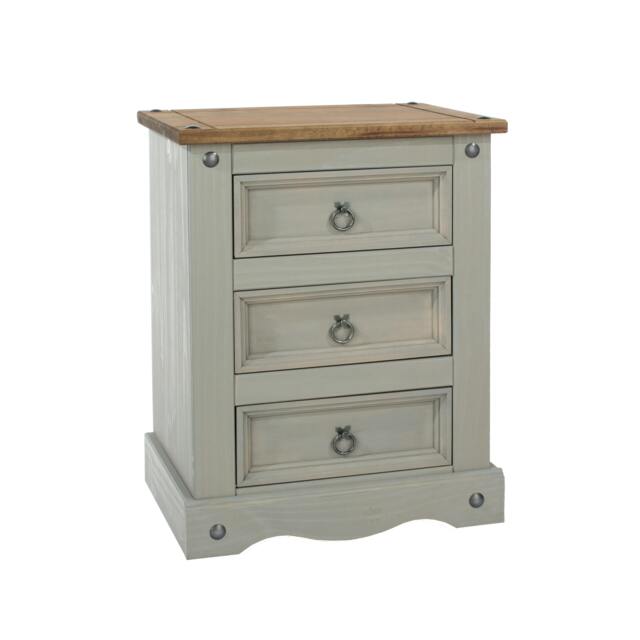 Rackhams Corona Tall 3 Drawer Bedside Cabinet - grey wax - image 1