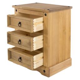 Rackhams Corona Tall 3 Drawer Bedside Cabinet - grey wax - thumbnail 3